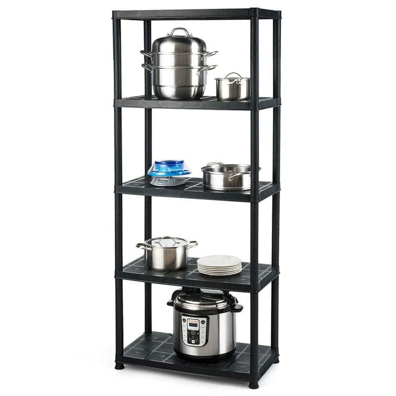 36"L x 18"W x 73"H 5-Tier Plastic Storage Shelving Rack, Freestanding Multi-Use Shelving Unit Organizer