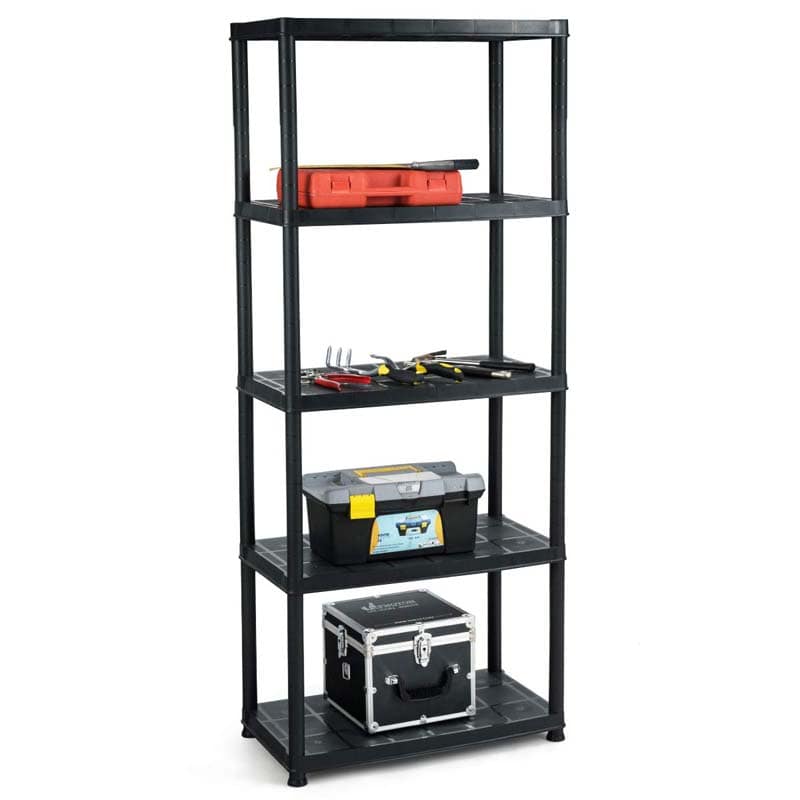 36"L x 18"W x 73"H 5-Tier Plastic Storage Shelving Rack, Freestanding Multi-Use Shelving Unit Organizer