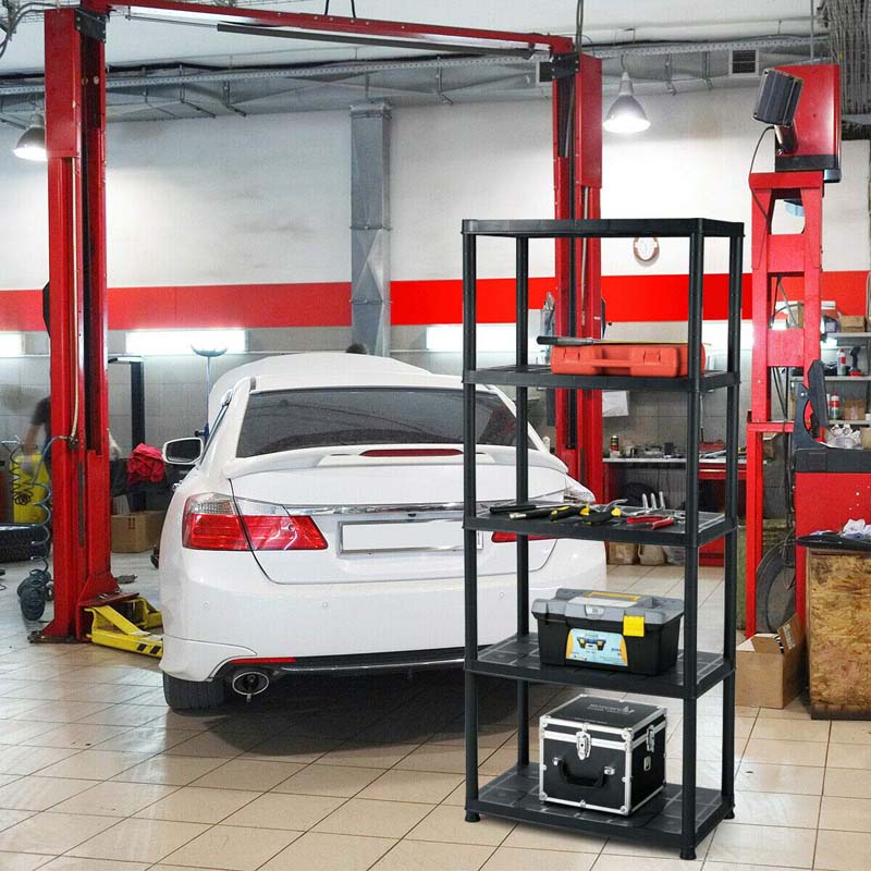 36"L x 18"W x 73"H 5-Tier Plastic Storage Shelving Rack, Freestanding Multi-Use Shelving Unit Organizer