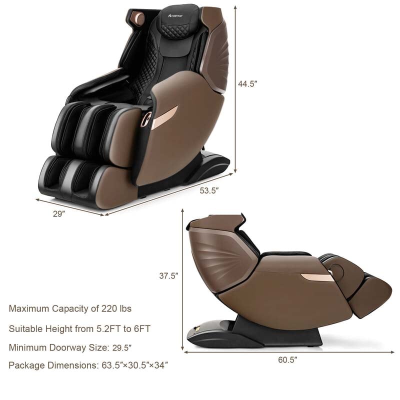 3D 55" SL-Track Shiatsu Full Body Zero Gravity Massage Chair with Back Heating Therapy