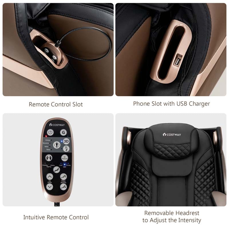 3D 55" SL-Track Shiatsu Full Body Zero Gravity Massage Chair with Back Heating Therapy