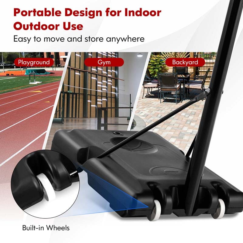 4.25-10FT Portable Basketball Hoop Outdoor, Height Adjustable Basketball Goal System w/44" Backboard 2 Nets