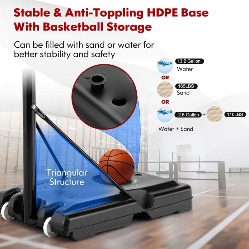 4.25-10FT Portable Basketball Hoop Outdoor, Height Adjustable Basketball Goal System w/44" Backboard 2 Nets