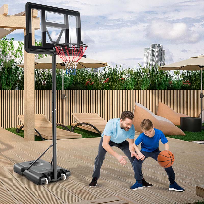4.25-10FT Portable Basketball Hoop Outdoor, Height Adjustable Basketball Goal System w/44" Backboard 2 Nets