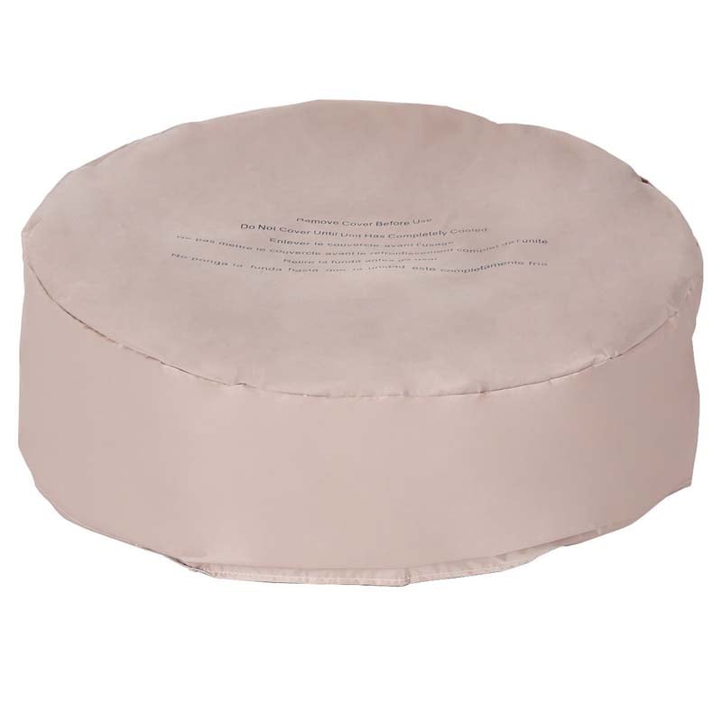 28" 40000 BTU Round Stone Look Outdoor Propane Gas Fire Pit Table with with PVC Cover & Lava Rocks