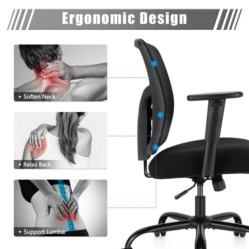 400 LBS Mesh Big & Tall Office Chair Ergonomic Executive Chair Rolling Swivel Computer Task Chair