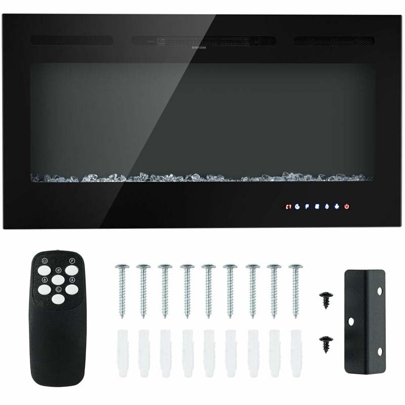 40" Ultra-Thin Electric Fireplace Insert, In-Wall Recessed & Wall Mounted 1500W Fireplace Heater with 9 Flame Colors, Thermostat, Temperature Control