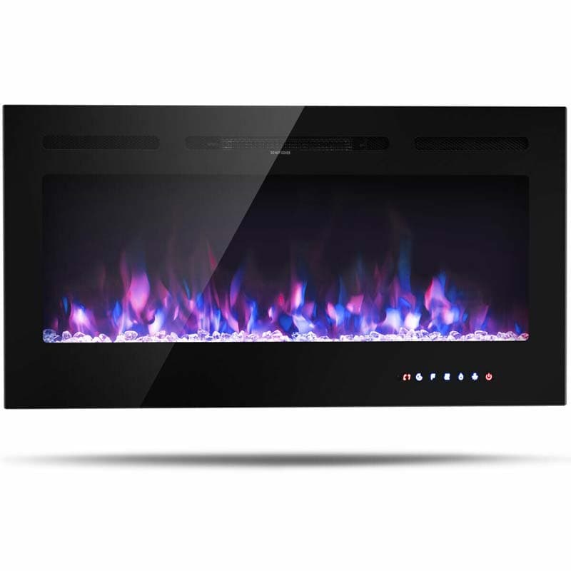 40" Ultra-Thin Recessed Electric Fireplace Insert, 1500W Wall-mounted Fireplace Heater with 9 Flame Colors