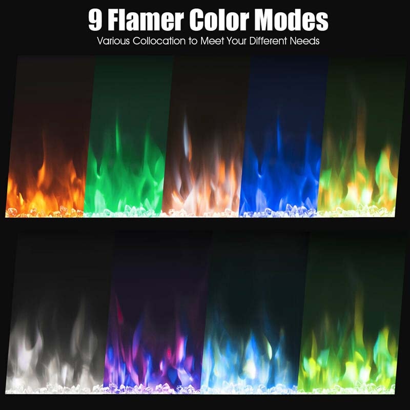 40" Ultra-Thin Electric Fireplace Insert, In-Wall Recessed & Wall Mounted 1500W Fireplace Heater with 9 Flame Colors, Thermostat, Temperature Control