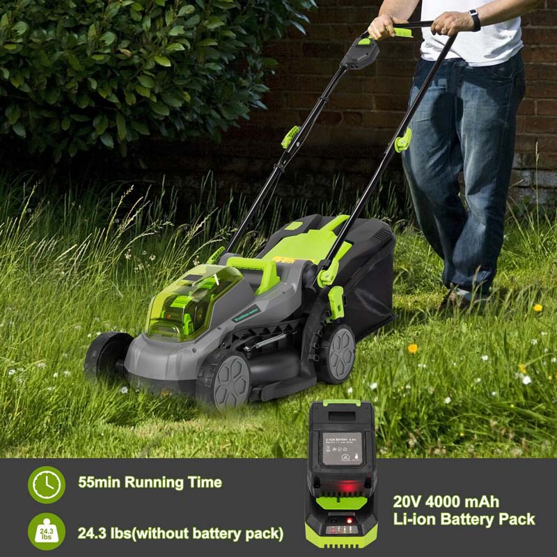 40V 13" Brushless Cordless Electric Lawn Mower, 5 Mowing Heights, Two 4.0Ah Battery Packs and Fast Chargers Included