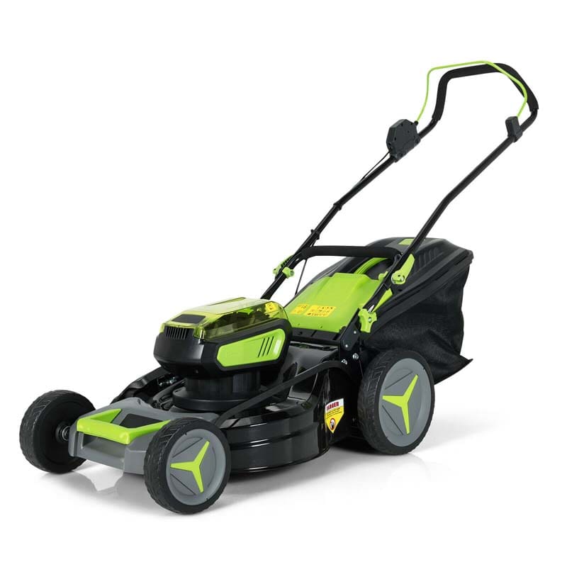 40V 18" Brushless Cordless Lawn Mower, Folding Design, 6 Mowing Heights, 50L Grass Bag, Two 4.0Ah Battery Packs and Fast Chargers Included