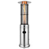 41000 BTU Standing Propane Patio Heater with Wheels, Stainless Steel Round Glass Tube Gas Outdoor Heater