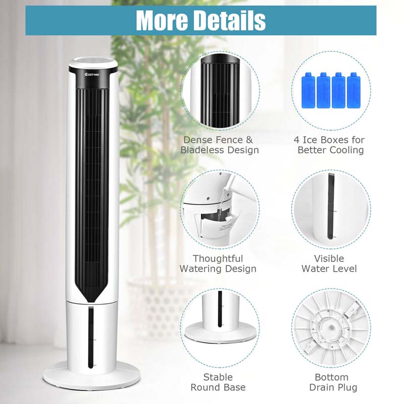 3-in-1 Evaporative Air Cooler, 41" Portable Bladeless Tower Cooling Fan with Remote, 3 Modes, 9H Timer & Quiet for Bedroom, Office