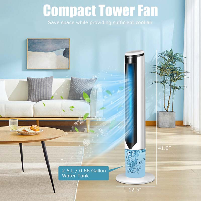 3-in-1 Evaporative Air Cooler, 41" Portable Bladeless Tower Cooling Fan with Remote, 3 Modes, 9H Timer & Quiet for Bedroom, Office