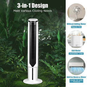 41" 3-in-1 Floor Bladeless Tower Fan Evaporative Air Cooler Humidifier with Remote, 3 Modes & 3 Speeds, 9H Timer