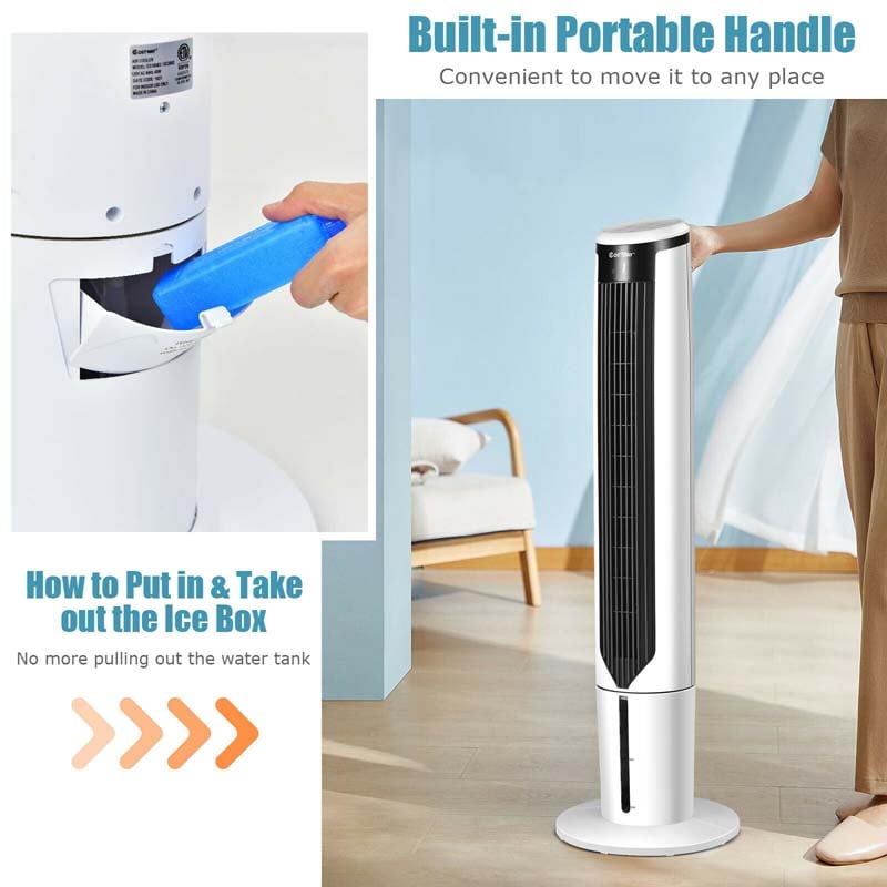 3-in-1 Evaporative Air Cooler, 41" Portable Bladeless Tower Cooling Fan with Remote, 3 Modes, 9H Timer & Quiet for Bedroom, Office