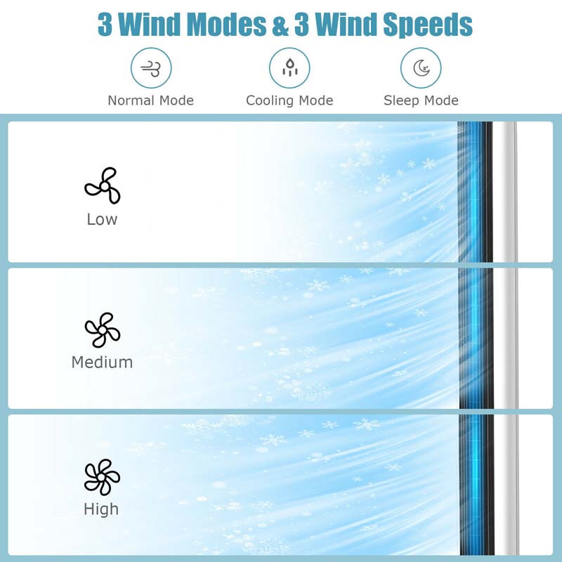 41" 3-in-1 Floor Bladeless Tower Fan Evaporative Air Cooler Humidifier with Remote, 3 Modes & 3 Speeds, 9H Timer