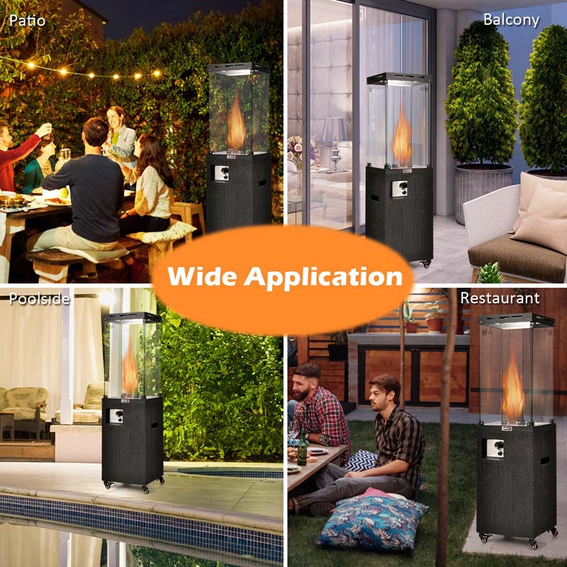 41,000 BTU Propane Patio Heater with Waterproof Cover & Lockable Wheels, Tempered Glass Tube Outdoor Gas Heater for Garden Patio Deck