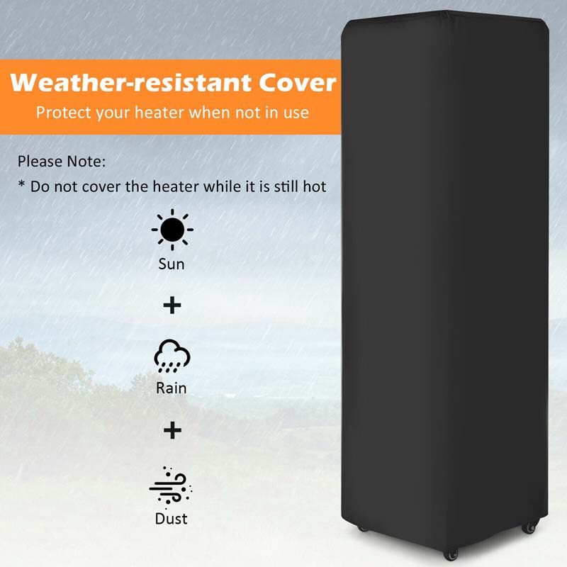 41,000 BTU Propane Patio Heater with Waterproof Cover & Lockable Wheels, Tempered Glass Tube Outdoor Gas Heater for Garden Patio Deck