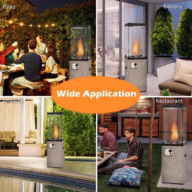 41,000 BTU Propane Patio Heater with Waterproof Cover & Lockable Wheels, Tempered Glass Tube Outdoor Gas Heater for Garden Patio Deck