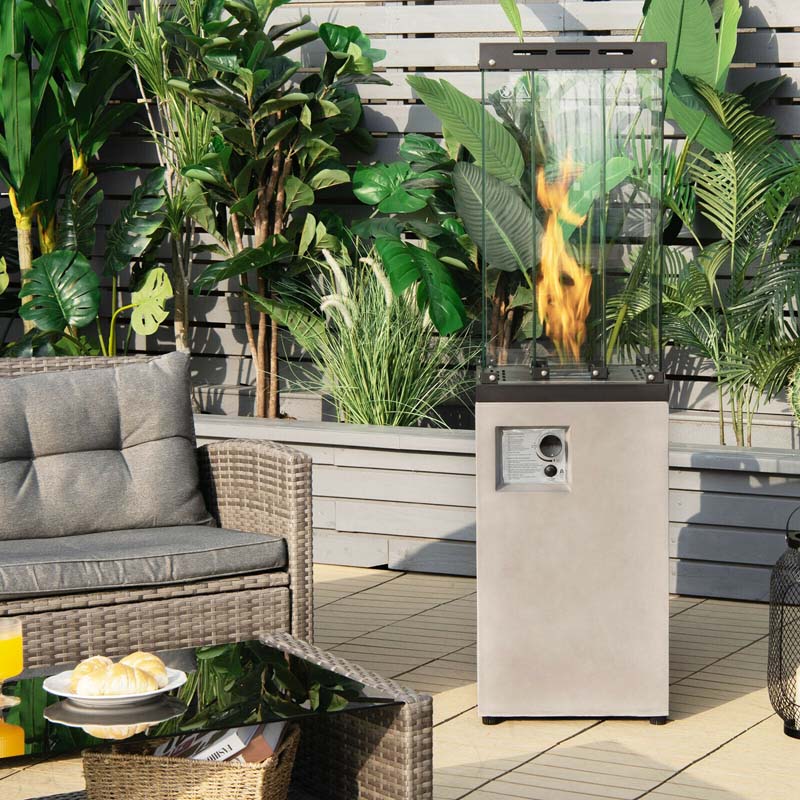 41,000 BTU Propane Patio Heater with Waterproof Cover & Lockable Wheels, Tempered Glass Tube Outdoor Gas Heater for Garden Patio Deck