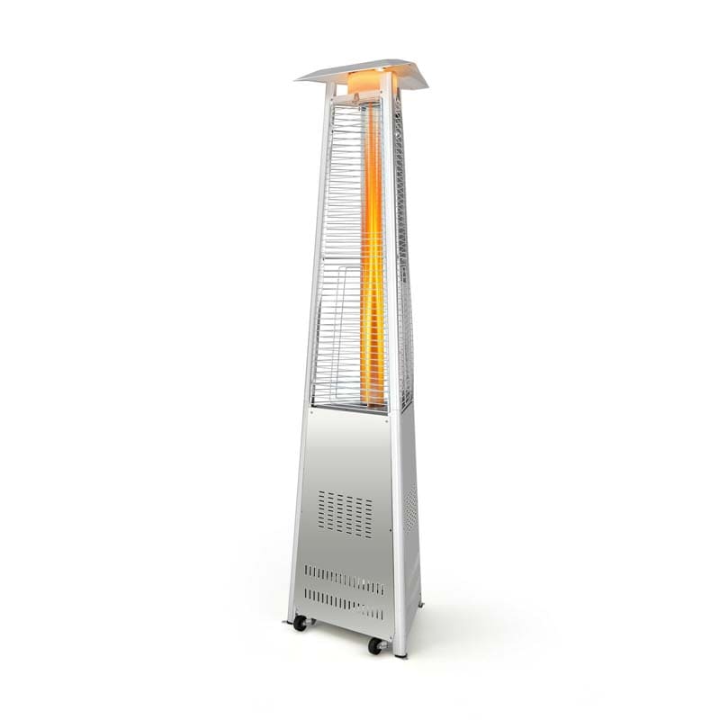 42000 BTU Pyramid Patio Heater with Wheels & Tip Over Protection, Stainless Steel Glass Tube Flame Propane Outdoor Heater for Backyard