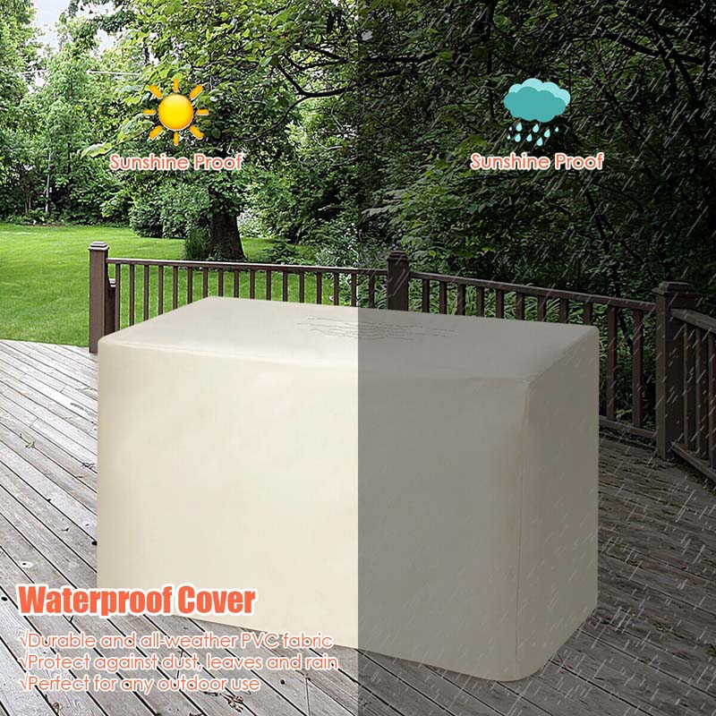42" 60000 BTU Outdoor Propane Fire Pit Table Rectangular Gas Fire Table with Waterproof Cover & Lava Rock