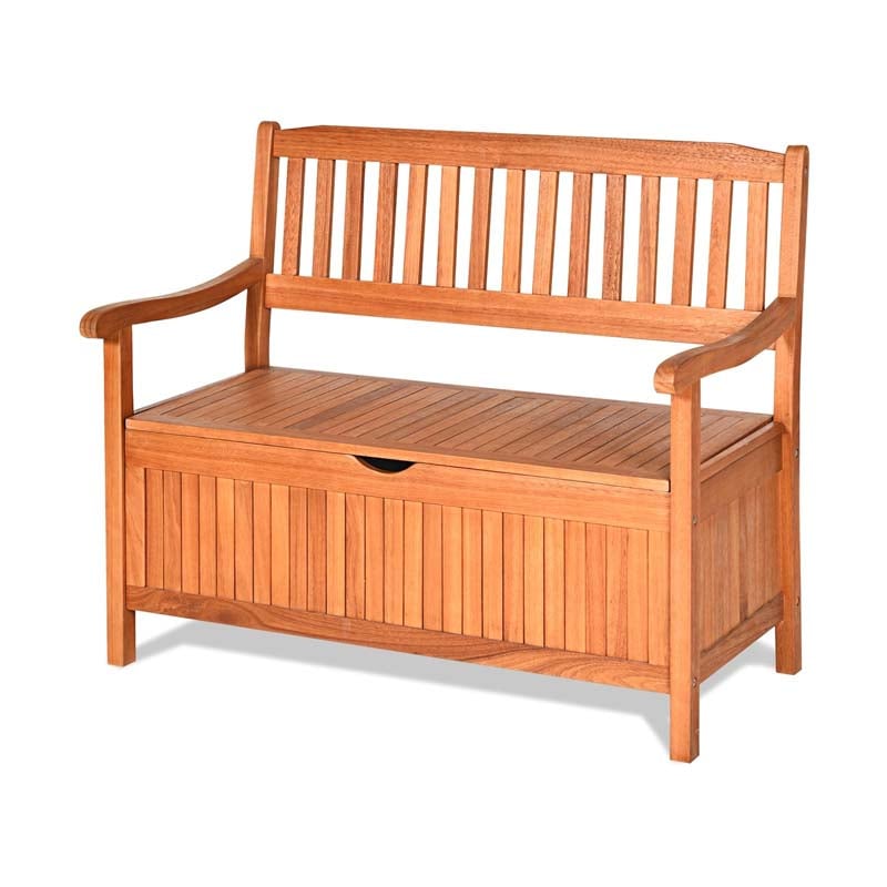 42" Wooden Patio Storage Bench Large Deck Box 33 Gallon Capacity, Outdoor Entryway Storage Bench w/Waterproof Inner Bag