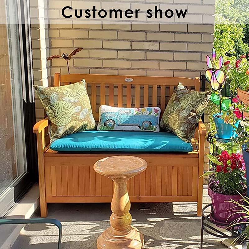 42" Wooden Patio Storage Bench Large Deck Box 33 Gallon Capacity, Outdoor Entryway Storage Bench w/Waterproof Inner Bag