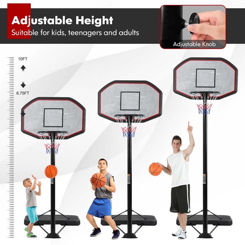 6.5-10FT Portable Basketball Hoop Outdoor Basketball Goal System with 43" Backboard & Fillable Base