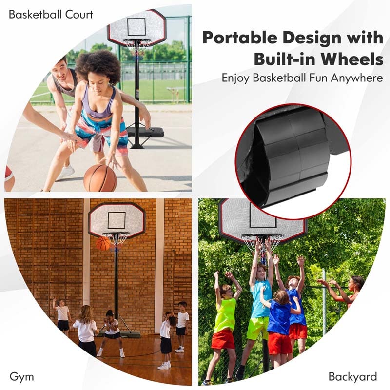 6.5-10FT Portable Basketball Hoop Outdoor Basketball Goal System with 43" Backboard & Fillable Base