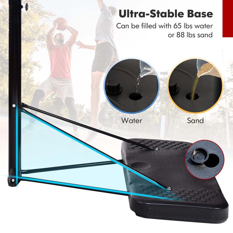 6.5-10FT Portable Basketball Hoop Outdoor Basketball Goal System with 43" Backboard & Fillable Base