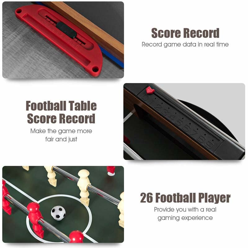 3-in-1 Multi Game Table, 48" Wooden Combo Game Table with Soccer, Billiard, Slide Hockey for Game Room, Home Office, Bar Party