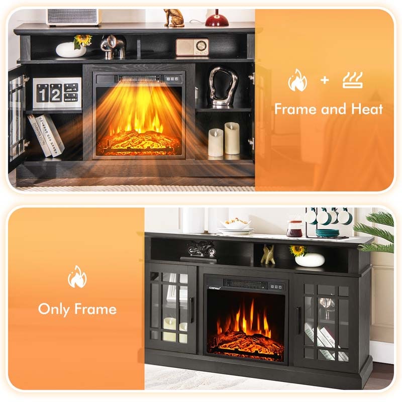 48" Electric Fireplace TV Stand for TVs Up to 55", Modern Wood Media Console with 18" Fireplace Heater, Remote Control & Adjustable Shelves
