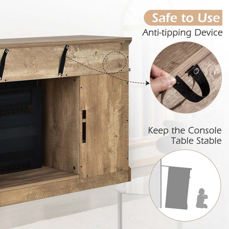 48" Electric Fireplace TV Stand for TVs Up to 55", Modern Wood Media Console with 18" Fireplace Heater, Remote Control & Adjustable Shelves