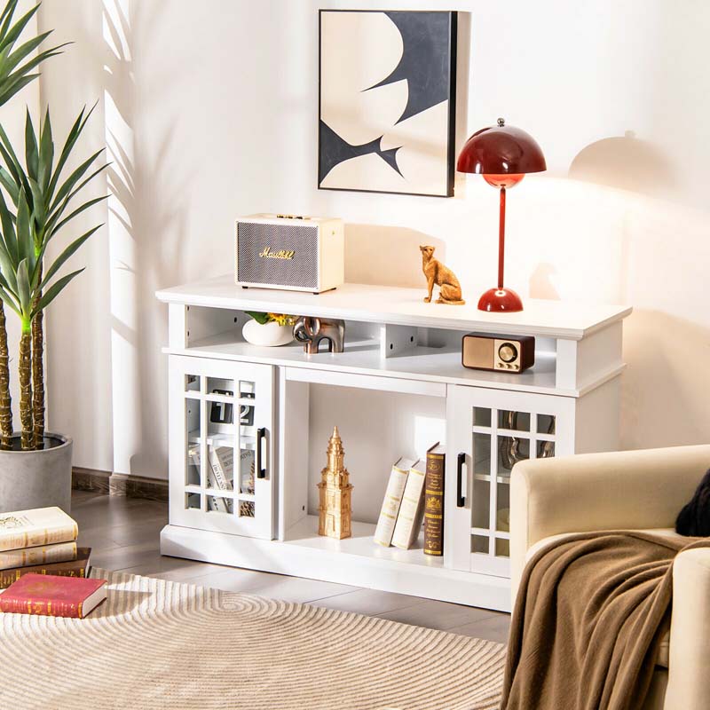 48" Electric Fireplace TV Stand for TVs Up to 55", Modern Wood Media Console with 18" Fireplace Heater, Remote Control & Adjustable Shelves
