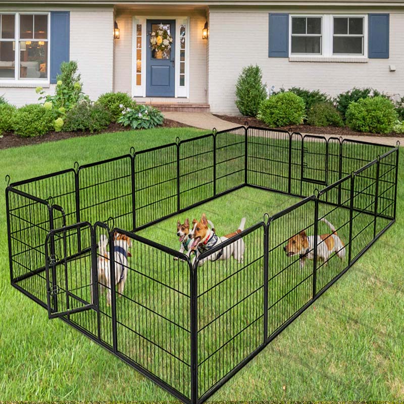 48" 16/8 Panel Pet Playpen with Door, Foldable Dog Exercise Pen, Metal Dog Puppy Cat Fence Barrier Kennel