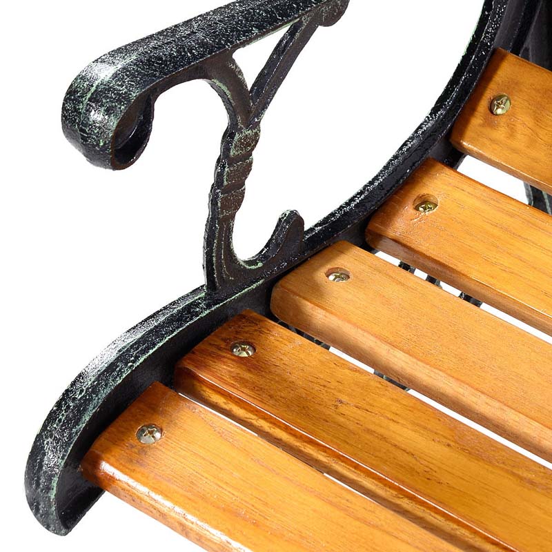 50" Garden Park Bench Cast Iron & Hardwood Weatherproof Outdoor Bench Patio Porch Loveseat Chair