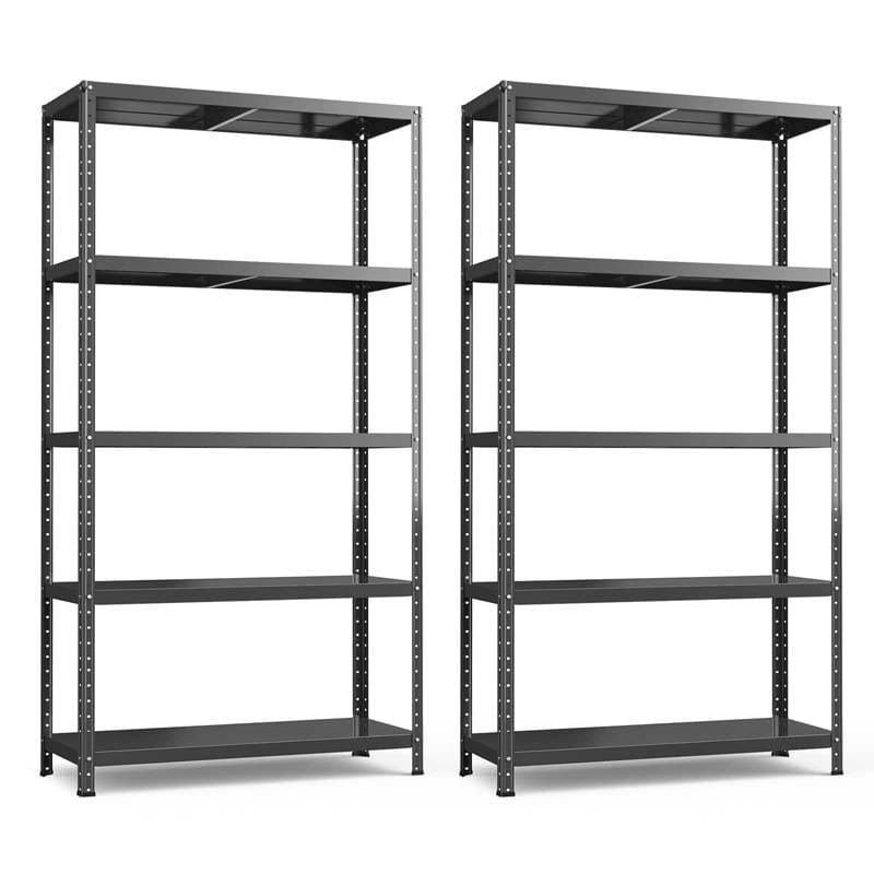 Black 39" x 16" x 74" 5-Tier Heavy Duty Metal Storage Shelving Unit, Multi-Use Storage Racks Utility Shelves