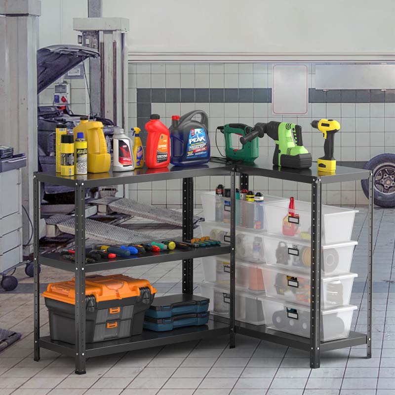 Black 39" x 16" x 74" 5-Tier Heavy Duty Metal Storage Shelving Unit, Multi-Use Storage Racks Utility Shelves