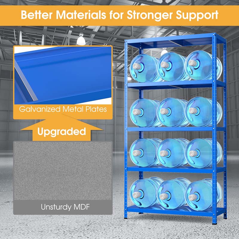 Blue 39" x 16" x 74" 5-Tier Heavy Duty Metal Storage Shelving Unit, Multi-Use Storage Racks Utility Shelves