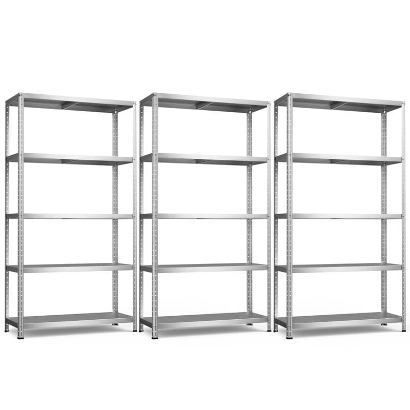 Silver 39" x 16" x 74" 5-Tier Heavy Duty Metal Storage Shelving Unit, Multi-Use Storage Racks Utility Shelves