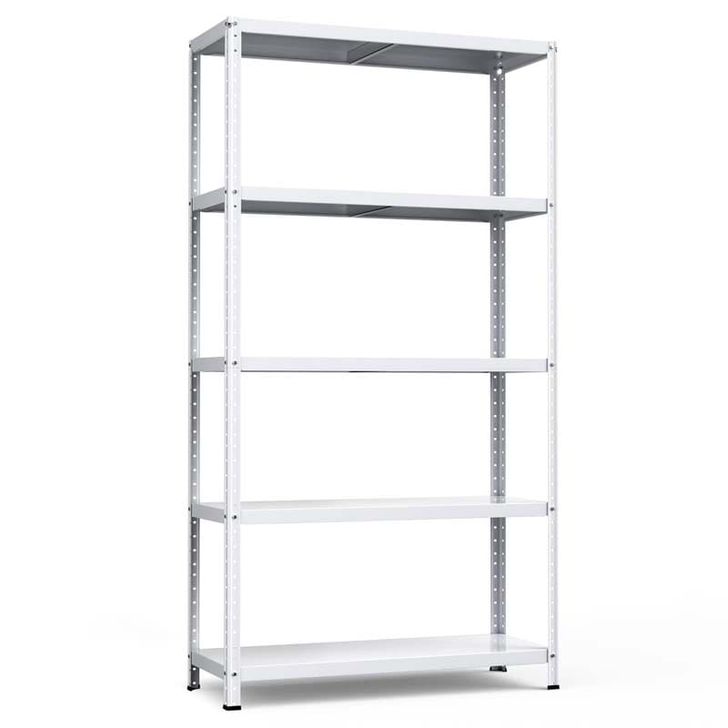 White 74"H 5-Tier Heavy Duty Metal Garage Shelving Unit, Adjustable Storage Shelves Utility Rack for Home Basement Warehouse Workshop