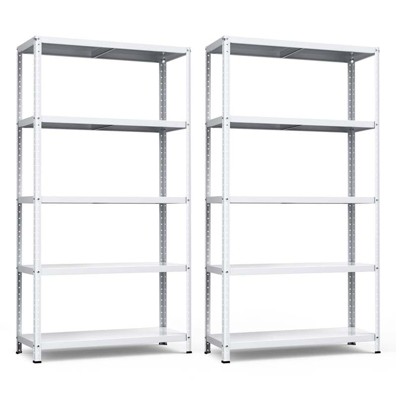 White 74"H 5-Tier Heavy Duty Metal Garage Shelving Unit, Adjustable Storage Shelves Utility Rack for Home Basement Warehouse Workshop