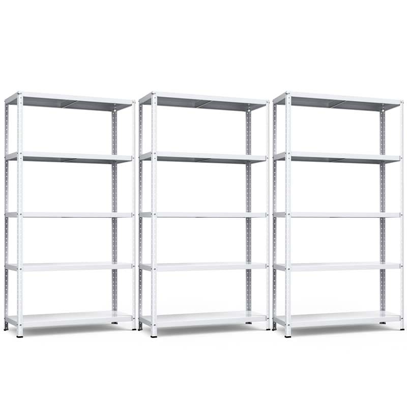 White 74"H 5-Tier Heavy Duty Metal Garage Shelving Unit, Adjustable Storage Shelves Utility Rack for Home Basement Warehouse Workshop