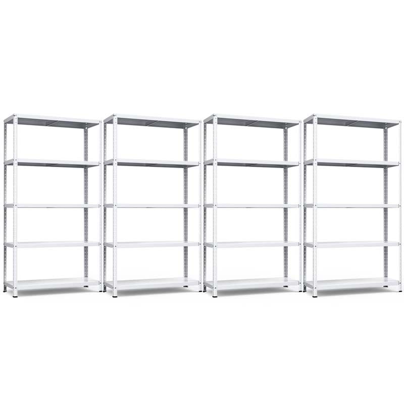 White 74"H 5-Tier Heavy Duty Metal Garage Shelving Unit, Adjustable Storage Shelves Utility Rack for Home Basement Warehouse Workshop
