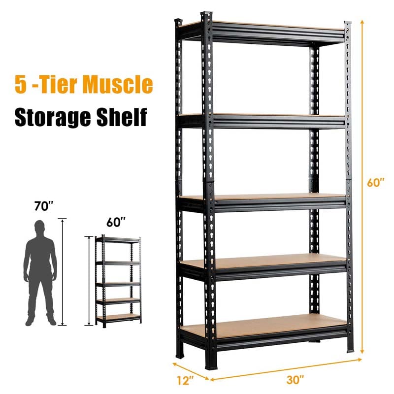 30" x 12" x 60" 5-Tier Heavy Duty Metal Storage Shelving Unit, Boltless Storage Rack Garage Utility Shelves