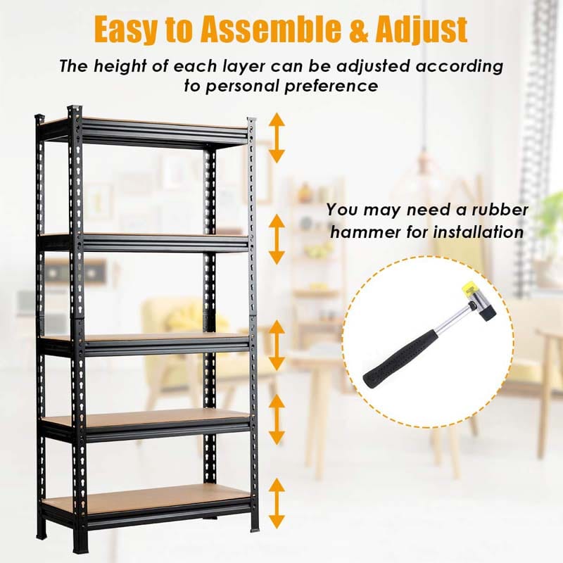 30" x 12" x 60" 5-Tier Heavy Duty Metal Storage Shelving Unit, Boltless Storage Rack Garage Utility Shelves