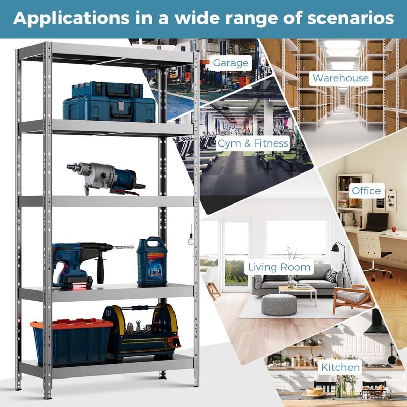 40" x 16" x 77.5" 5-Tier Heavy Duty Metal Storage Shelving Unit, 2860 lbs Load Capacity Adjustable Storage Racks