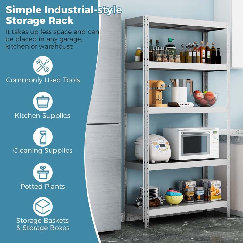 40" x 16" x 77.5" 5-Tier Heavy Duty Metal Storage Shelving Unit, 2860 lbs Load Capacity Adjustable Storage Racks